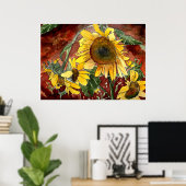 Poster gravures de fleurs de tournesol (Bureau à domicile)