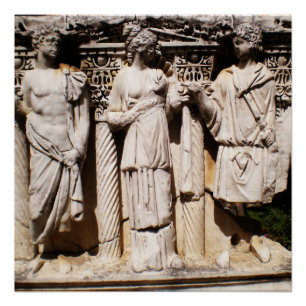Poster Gravures sur reliefs anciens sculptures en Turquie