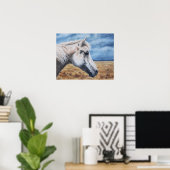 Poster Gray Arabian Horse Art Imprimer (Bureau à domicile)