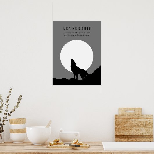 Poster Gray Black Pop Art Leadership Wolf Howling (Cuisine)