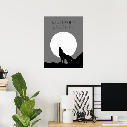 Poster Gray Black Pop Art Leadership Wolf Howling (Bureau à domicile)