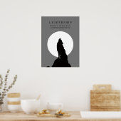 Poster Gray Black Pop Art Leadership Wolf Howling (Cuisine)