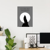 Poster Gray Black Pop Art Leadership Wolf Howling (Bureau à domicile)