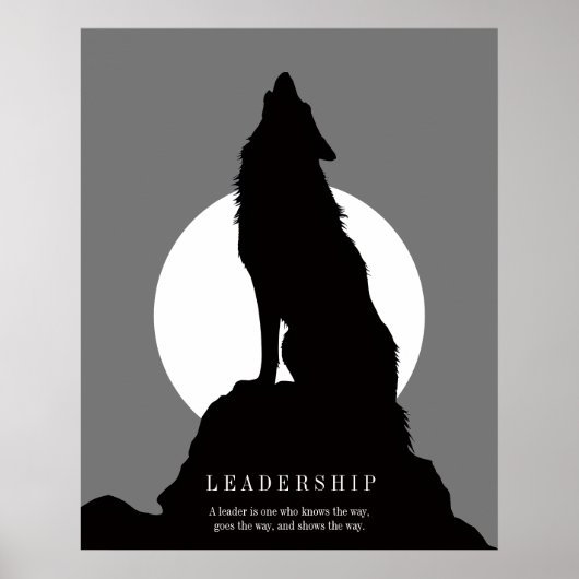 Poster Gray Black Pop Art Leadership Wolf Howling (Devant)