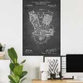 Poster Gray | Brevet de moteur à combustion interne (Bureau à domicile)