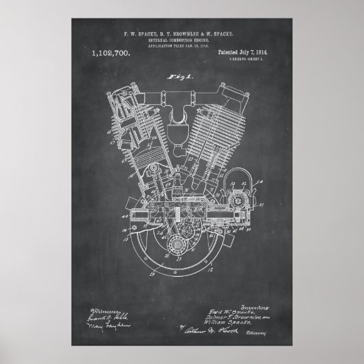 Poster Gray | Brevet de moteur à combustion interne (Devant)
