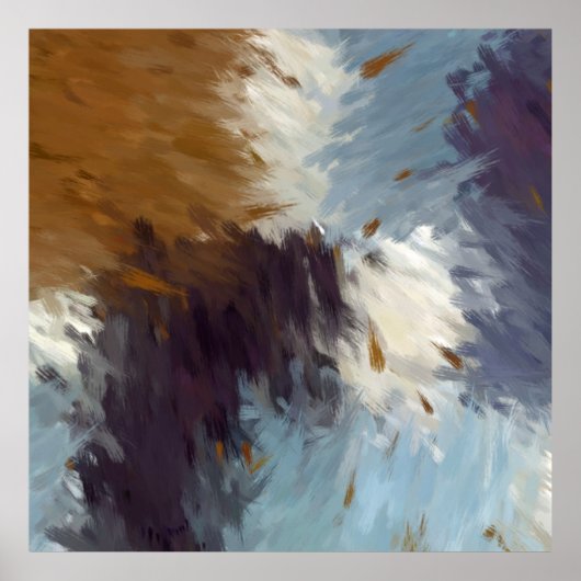 Poster Gray Brown Taupe White Abstract Brushstrokes (Devant)