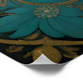 Poster Gray Cat Ornate Floral Frame (Coin)