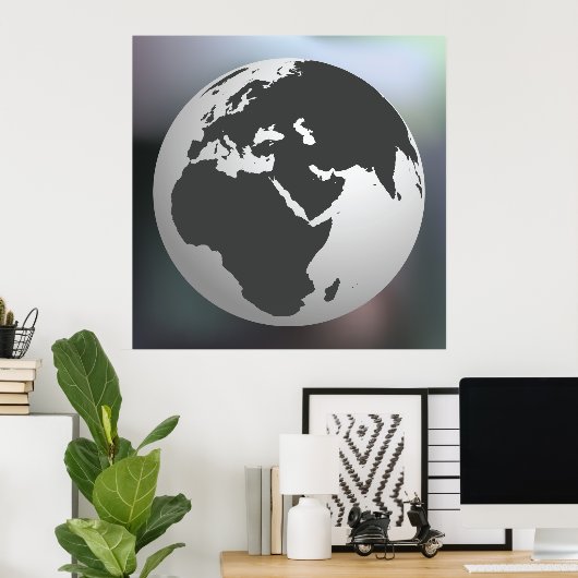 Poster Gray Earth Globe (Bureau à domicile)