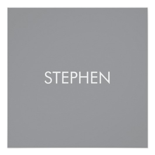Poster Gray minimalist custom name  (Devant)