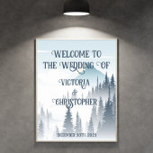 Poster Gray Mountain Fog Forest Wilderness Mariage d'hive