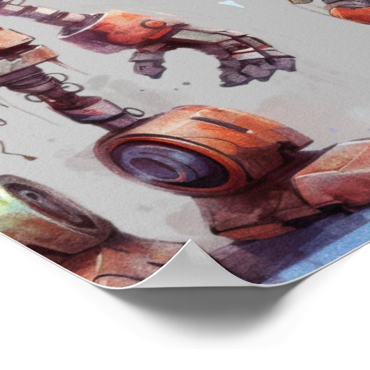 Poster Gray Robots Tech Générateur d'engrenages Signal de (Coin)