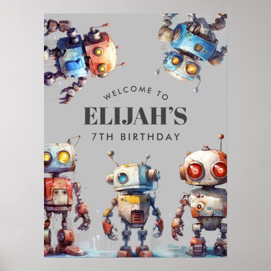 Poster Gray Robots Tech Générateur d'engrenages Signal de (Devant)