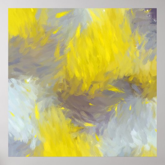 Poster Gray Yellow Abstract Brushstrokes (Devant)