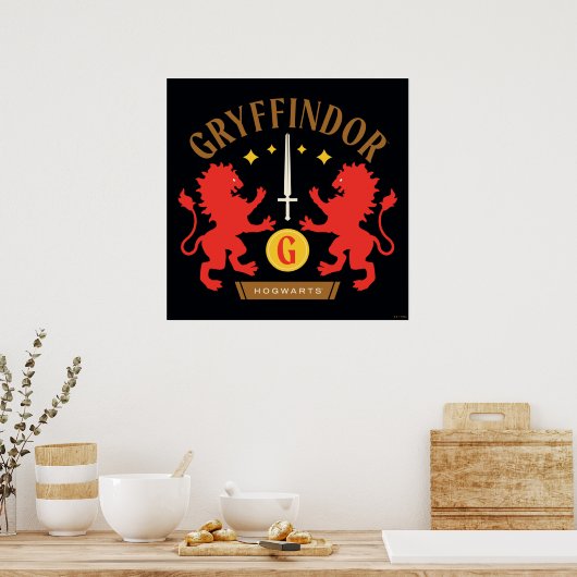 Poster GRAYFFINDOR™ Maison double Lion épée graphique (Cuisine)