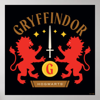 Poster GRAYFFINDOR™ Maison double Lion épée graphique