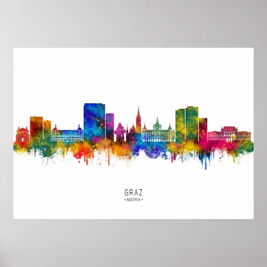 Poster Graz Autriche Skyline (Devant)