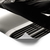 Poster Greaser Punk Girl devant une voiture Vintage (Coin)