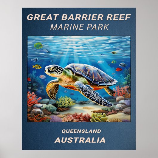 Poster Great Barrier Reef Sea Turtle (Devant)
