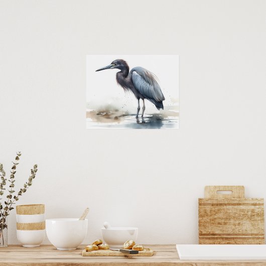 Poster Great Blue Heron Oiseau Art Imprimer l'affiche (Cuisine)