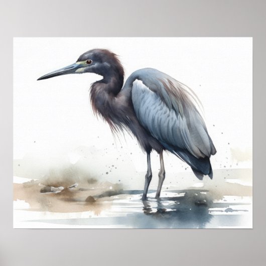 Poster Great Blue Heron Oiseau Art Imprimer l'affiche (Devant)