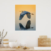 Poster Great Blue Heron Reflection Wildlife Bird Photo (Cuisine)