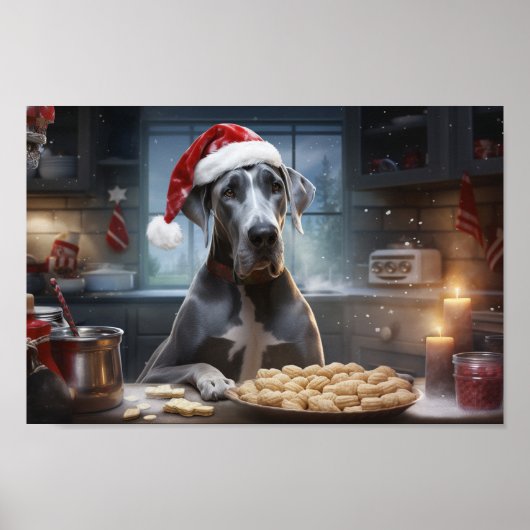 Poster Great Dane Christmas Cookies Festive Holiday (Devant)