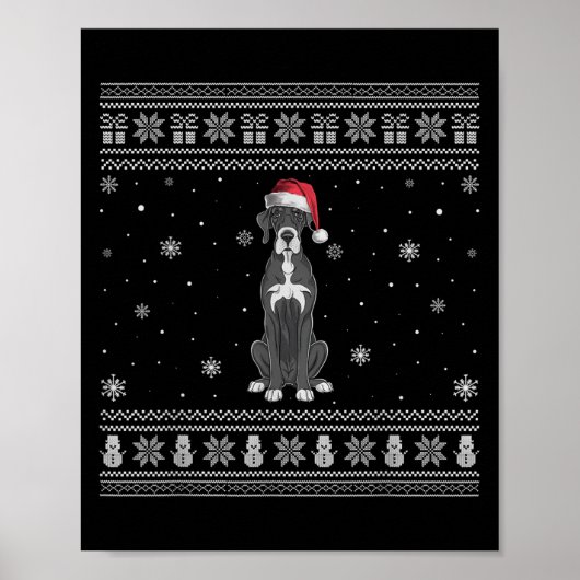 Poster Great Dane Dog Lovers Men Women Santa Ugly Xmas Sw (Devant)
