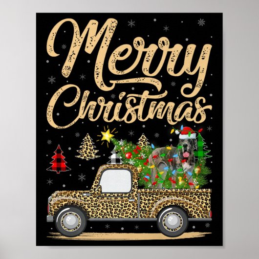 Poster Great Dane Dog On Christmas Tree Leopard Truck Xma (Devant)