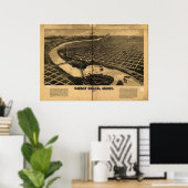 Poster Great Falls Montana 1891 Carte panoramique antique (Bureau à domicile)