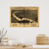 Poster Great Falls Montana 1891 Carte panoramique antique (Cuisine)