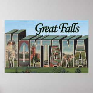 Poster Great Falls, Montana - Scènes de grandes lettres
