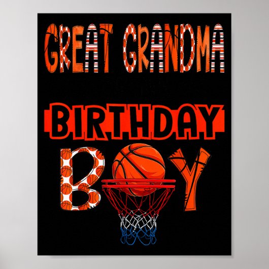 Poster Great Grandma Of The Birthday Boy Basketball Party (Devant)