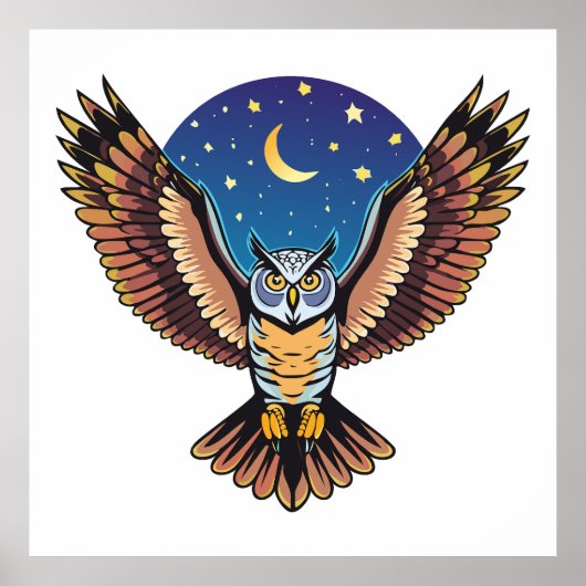 Poster Great Horned owl (Devant)