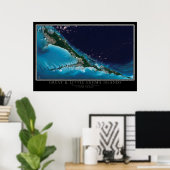 Poster Great & Little Exuma Islands Bahamas Satellite Map (Bureau à domicile)