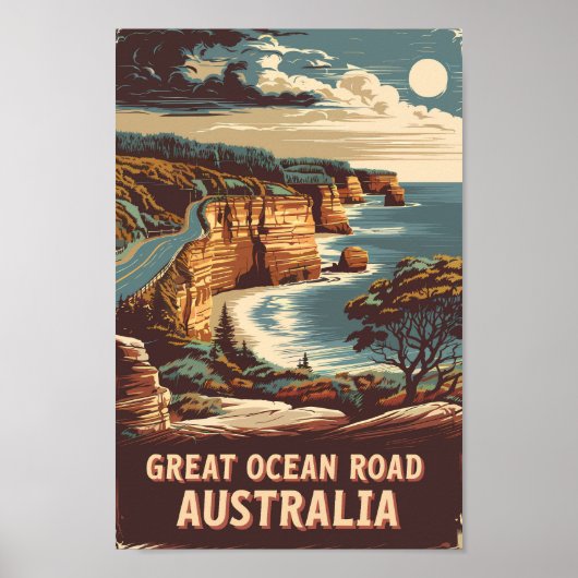 Poster Great Ocean Road Australie Illustration Art Voyage (Devant)