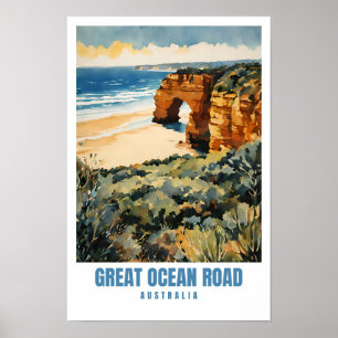 Poster Great Ocean Road Australie Retro Travel Art P
