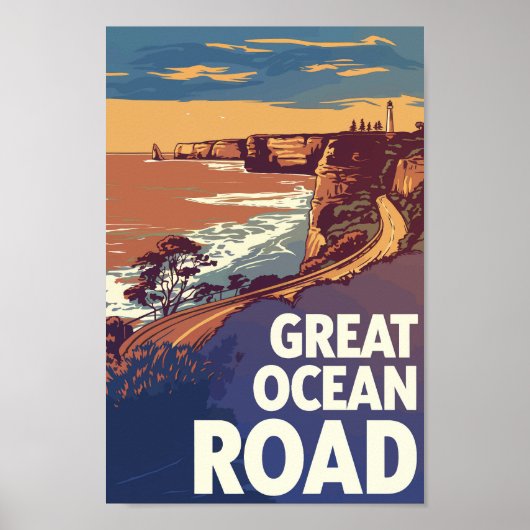 Poster Great Ocean Road Travel Art Vintage (Devant)