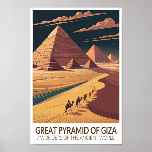Poster Great Pyramid of Giza Seven Wonders of the World (Devant)