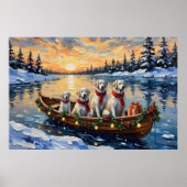 Poster Great Pyrenees Christmas Boat Holiday (Devant)