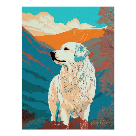 Poster Great Pyrenees Dog 003 - Bruno Pokopen (Devant)