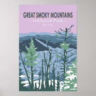 Poster Great Smoky Mountains National Park Retro