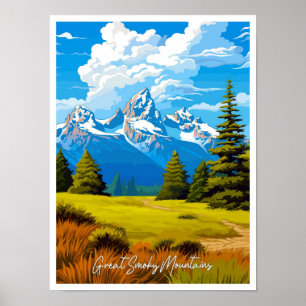 Poster Great Smoky Mountains Voyage illustration Vintage