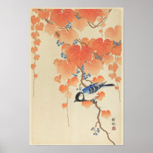 Poster Great Tit sur Paulownia Branch par Ohara Koson