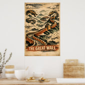 Poster Great Wall of China Vintage Travel (Cuisine)