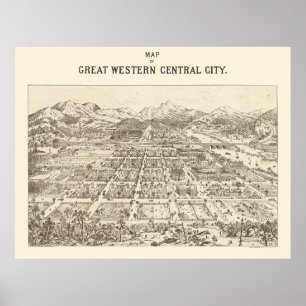 Poster Great Western Central, CO Carte panoramique - 1887