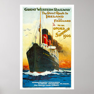 Poster Great Western Railway, Route vers l'Irlande Vintag