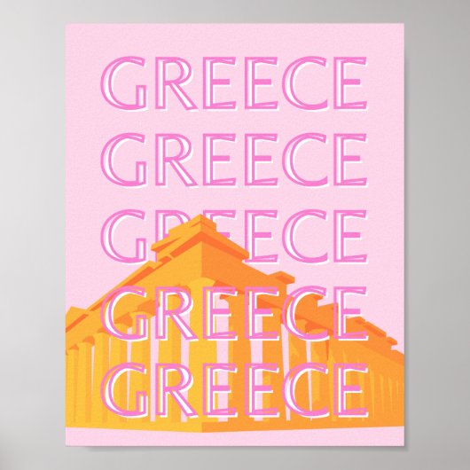 Poster Grèce, Art Voyage, Rose (Devant)