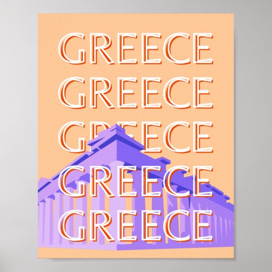 Poster Grèce, Athènes Travel Art, Orange (Devant)