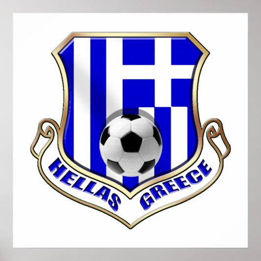Poster Grèce Bouclier de football - Insigne Hellas (Devant)